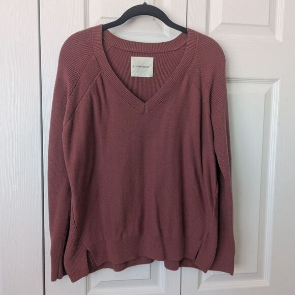 Lucky Brand Red V-Neck Pullover Sweater | Women’s Small | Cashmere Blend - Picture 1 of 4